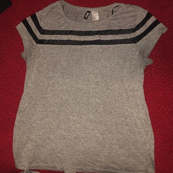 Gray Top with Black Mesh Stripes - Picture 1 of 1